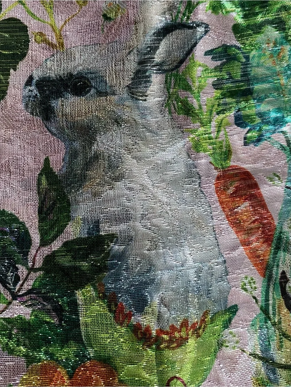 Nathalie Lété x H&M Jacquard Weave Metallic Shimmer Dress Girls 5/6 Cats Rabbits